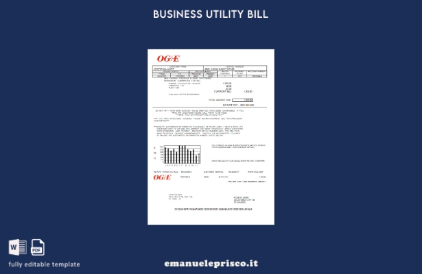 stile verificato Modello di fattura aziendale dell'Oklahoma OGE Energy